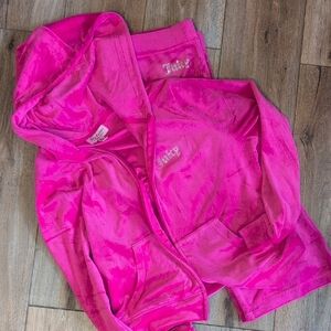Juicy Couture Pink Velour Hoodie and Pants Set